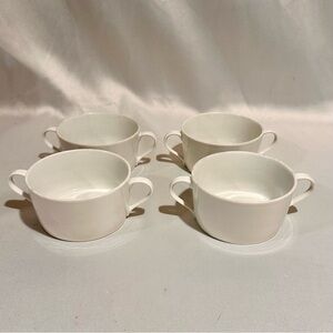 Vintage Block Spal Lisboa Cups White Porcelain Double Handled White Portugal